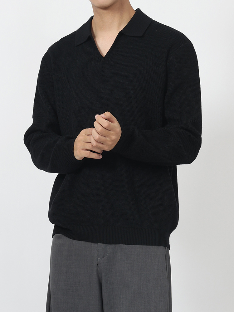 Otoño y invierno moda de hombre polo gaviota cuello camiseta hombre lujo ligero alto sentido casual Paul suéter de manga larga hombre