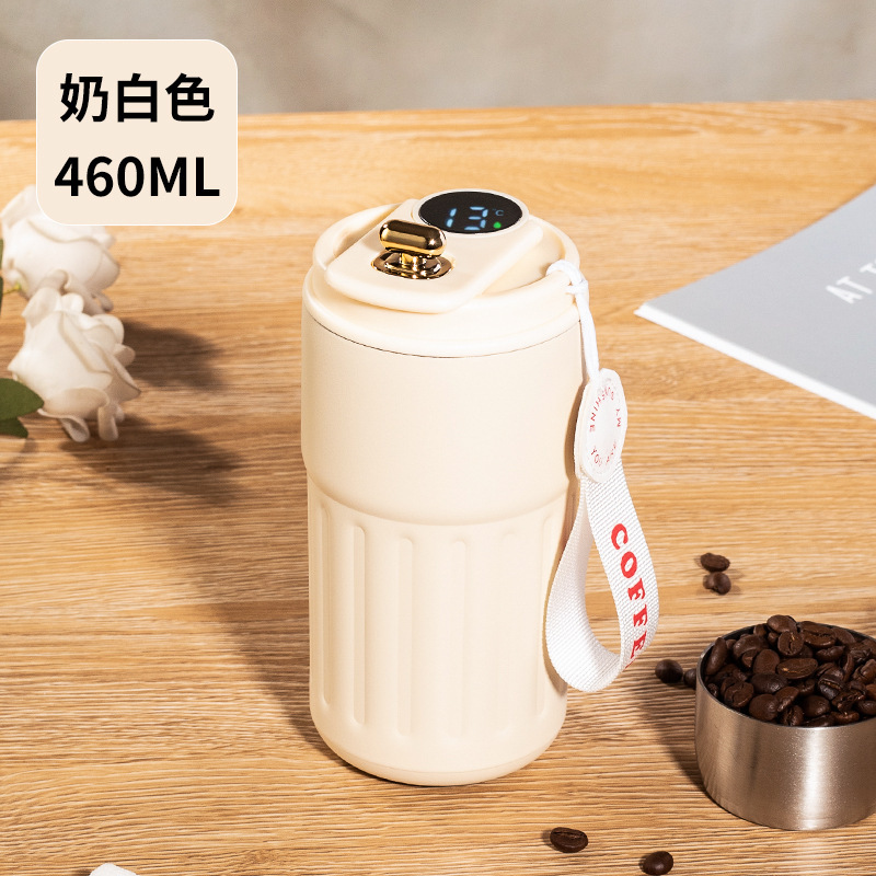 高颜值显温咖啡杯316不锈钢保温杯大容量便携礼品水杯提绳口袋杯|undefined