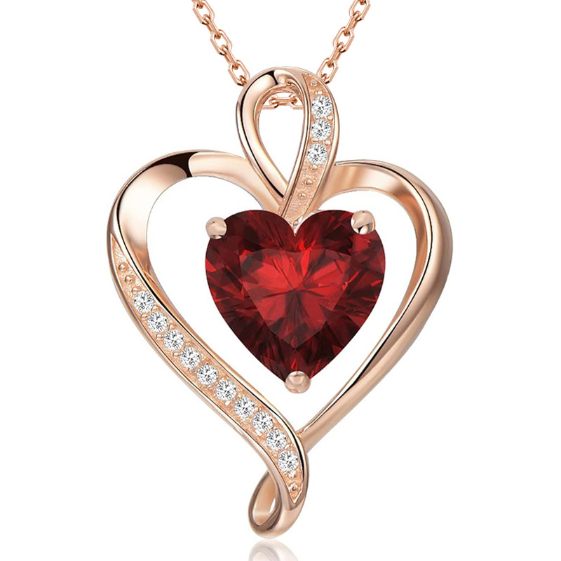 Heart Shaped Double Layer Necklace In Sterling Silver For Women_voghion.com