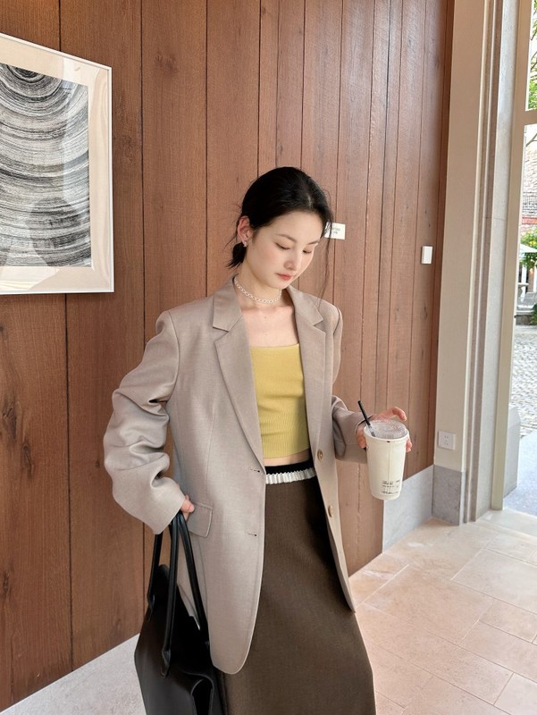 DIGM | 2025秋季极简高智感高级感通勤宽松亚麻西装外套女A15192|undefined