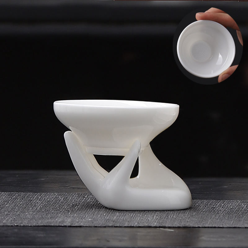 Tea leakage tea filter sheep fat jade white porcelain tea filter tea ceramic fair cup integrated tea strainer tea set accessories Tea leakage tea filter sheep fat jade white porcelain tea filter tea ceramic fair cup integrated tea strainer tea set accessories
