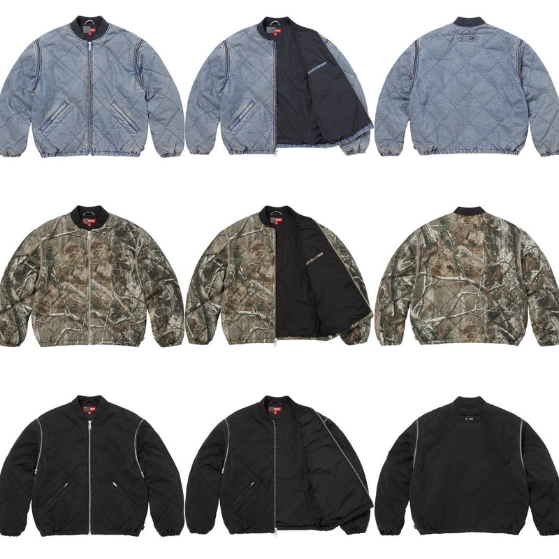 Fw25 Week Heavy-Duty Removable Sleeves Zip-Off Sleeve Quilted Bomber Jacke