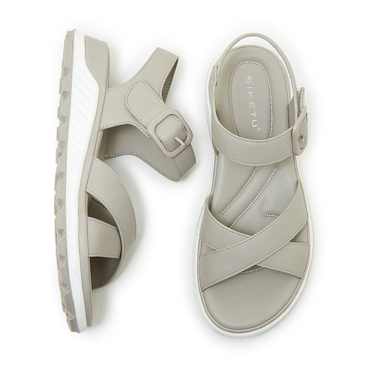 Sandal quai chéo nữ đế dày chống trượt mùa hè — màu nâu, màu đen, màu xám, màu mơ chi tiết 35