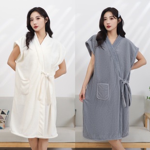 Bath Towel Bath Skirt Adult Bathrobe Absorbent Quick-drying Thickened Men's and Women's Soft Couple's Nightgown Bath Wearing Home Bathrobe