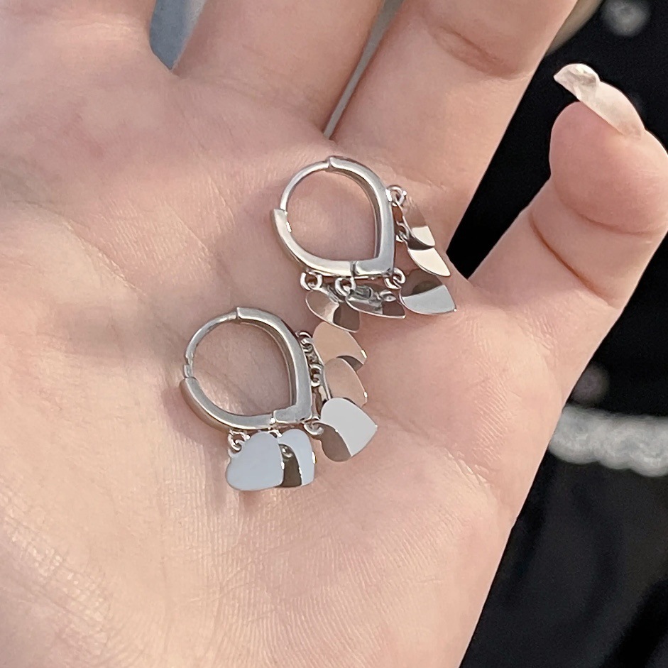 Minsheng Light Luxury Fashion Tassel Love Earrings Women's High-Quality Temperament Easiest for Match Earrings Retro Design Heart-Shaped Earrings