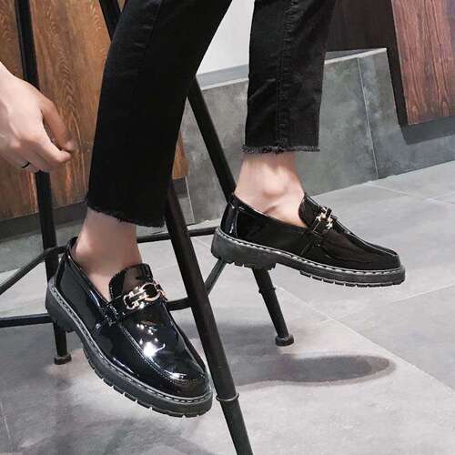 Summer and Autumn Korean Style Men's Bean Shoes for Trendy Social Youth, Men's Casual Leather Shoes, Lazy and Versatile Fashion Shoes