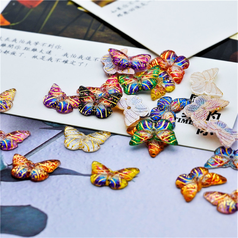 Internet Hot Nail Jewelry Resin Gold-plated Brushed Color Bow DIY Hand-worn Nail Decoration
