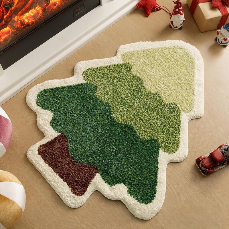 Cross-Border Hot-Selling Christmas Series Imitation Cashmere Floor Mats for Home Living Room Entrance Decorative Door Mats Bathroom Non-Slip Floor Mats