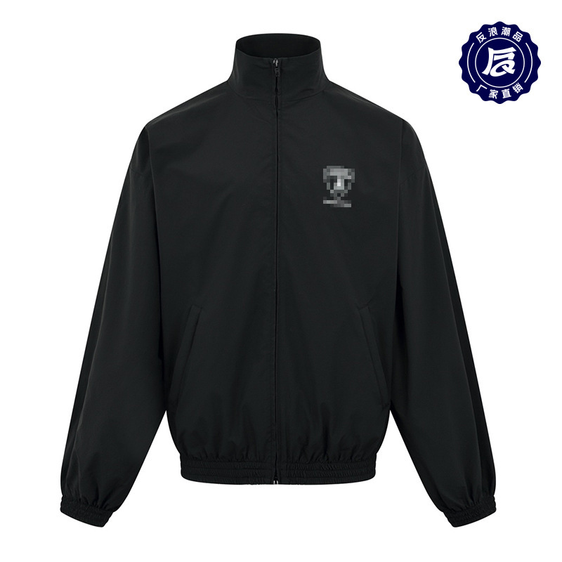 Fashionable Casual Black Nylon Jacket for Men and Women, Outdoor Sports Windbreaker Jacket, Autumn Workwear