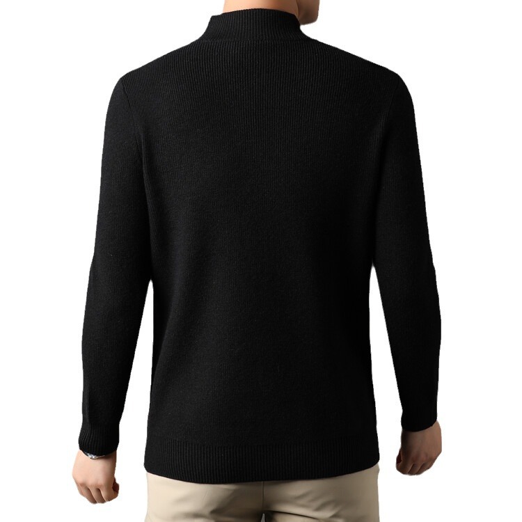 Nuevo hombre medio cremallera camiseta de base casual 2024 camiseta de punto de invierno hombre moda cálida suéter sólido