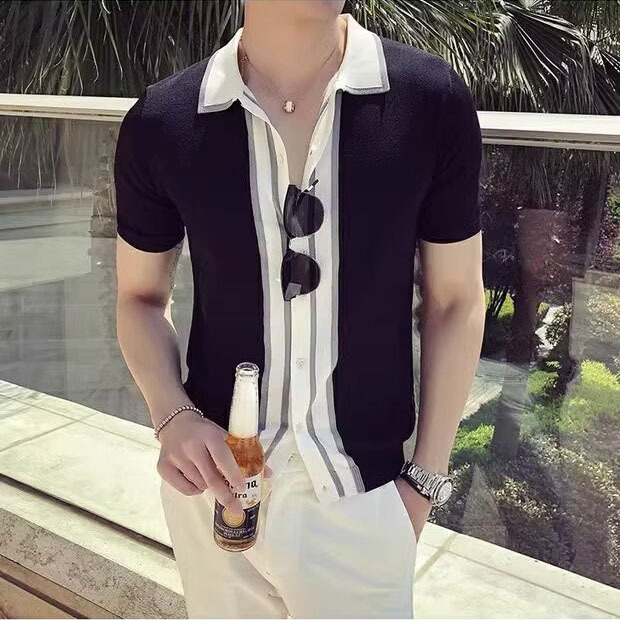 Verano nuevo camiseta de punto de manga corta hombre polo camiseta delgada comercio exterior al por mayor transfronterizo image 8