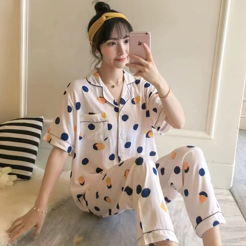 2025 primavera y verano pijamas de mujer pantalones de manga corta en un nuevo cardián casual suelto se puede usar en el hogar conjunto de ropa