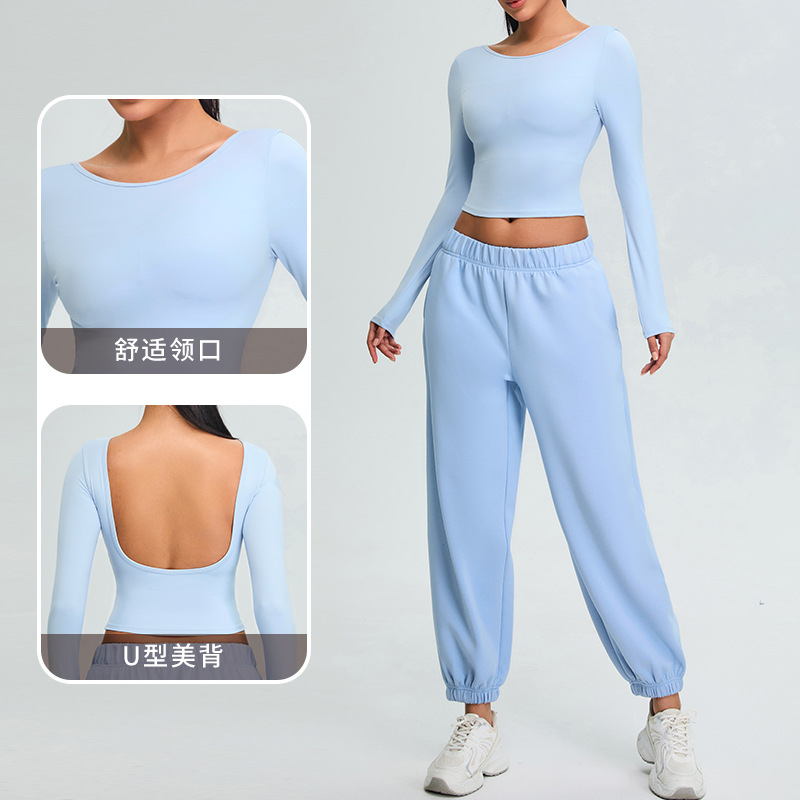 Yoga de mangas largas, camiseta de fitness de mujer, camiseta de yoga de espalda, camiseta de ejercicio al aire libre, ropa deportiva de secado rápido