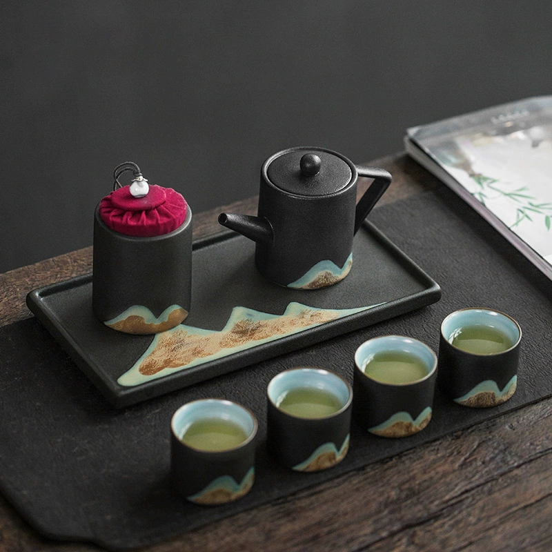  Japanese ceramic teapot for office for home use, tea set for living room, gift box, hand painting
