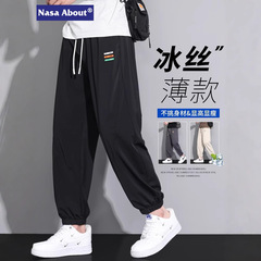 NASA男性夏の薄いブランドの布のデザインのカジュアルなズボンのゆったりした大きいサイズの涼しさの速乾の9分の氷のズボン