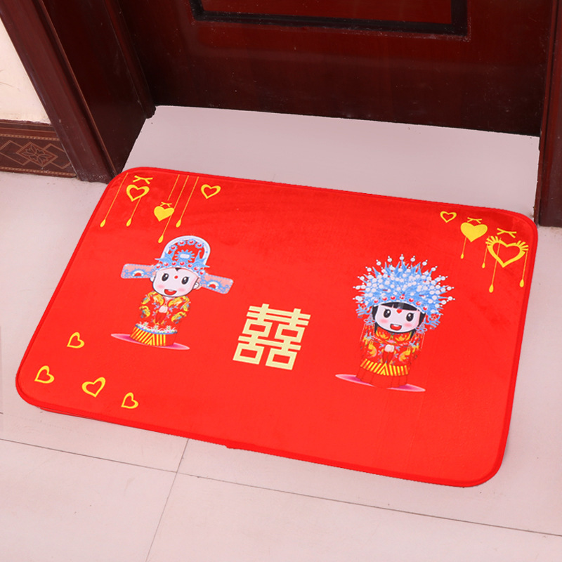 Wedding floor mat, home wedding room living room bed edge rug, front door mat, entryway red mat, wedding decoration, foot mat