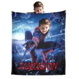 超级英雄爱好者盖毯自定义图片和名字盖毯柔软舒适法兰绒儿童毛毯