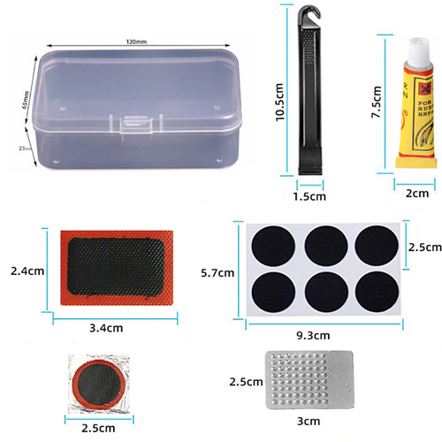 Bicycle repair tire box tire repair patch kit glue-free tire patch repair tire repair tool set