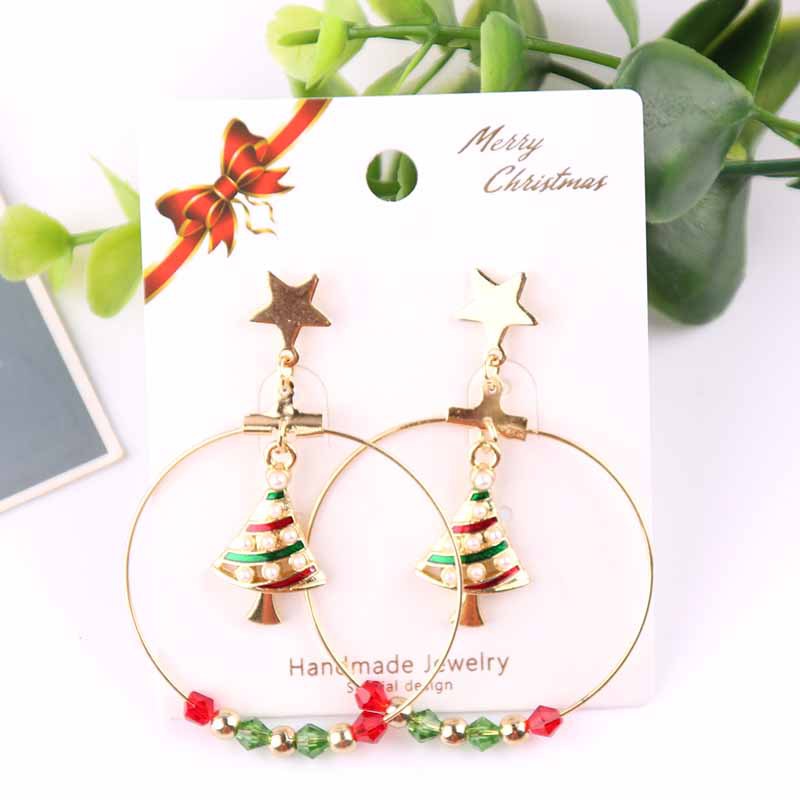 Fashion Christmas Hat Santa Claus Christmas Socks Alloy Beaded Women's Drop Earrings 1 Pair display picture 2