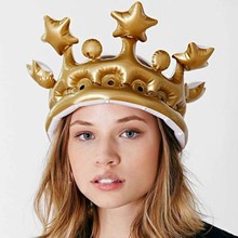 订制批发皇后王冠儿童生日舞会派对装饰品道具 塑料PVC吹充气皇冠