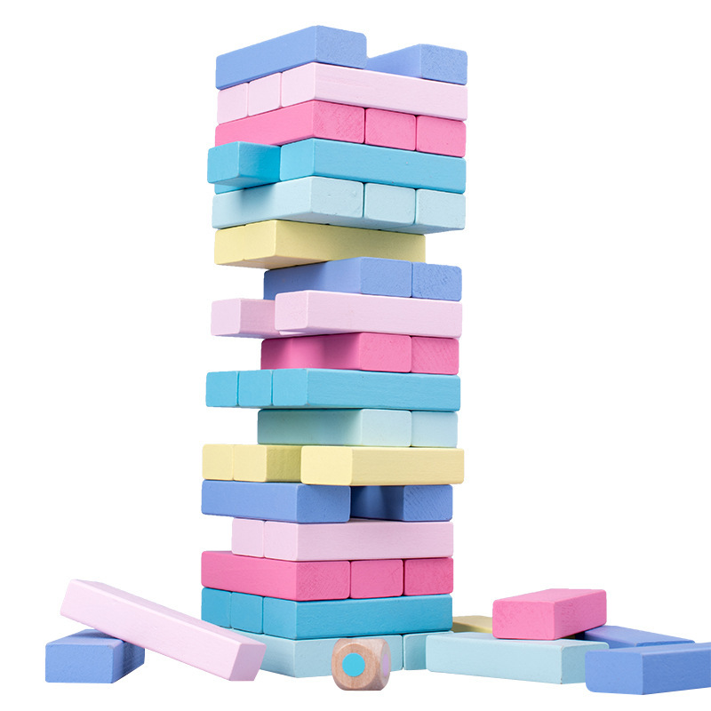 Música de bombeo de alta velocidad apilada educativa para niños de madera en capas 51 piezas de color digital Jenga bloques de construcción juguetes para adultos