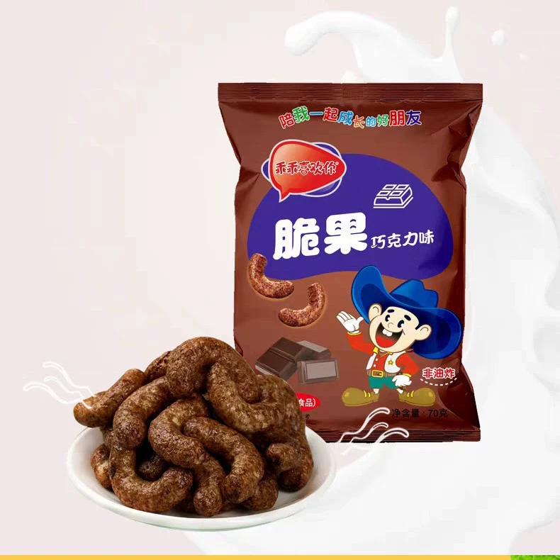 乖乖喜欢你脆果 Strawberry chocolate condensed milk flavor crisp fruit non-fried puffed food snacks 70g