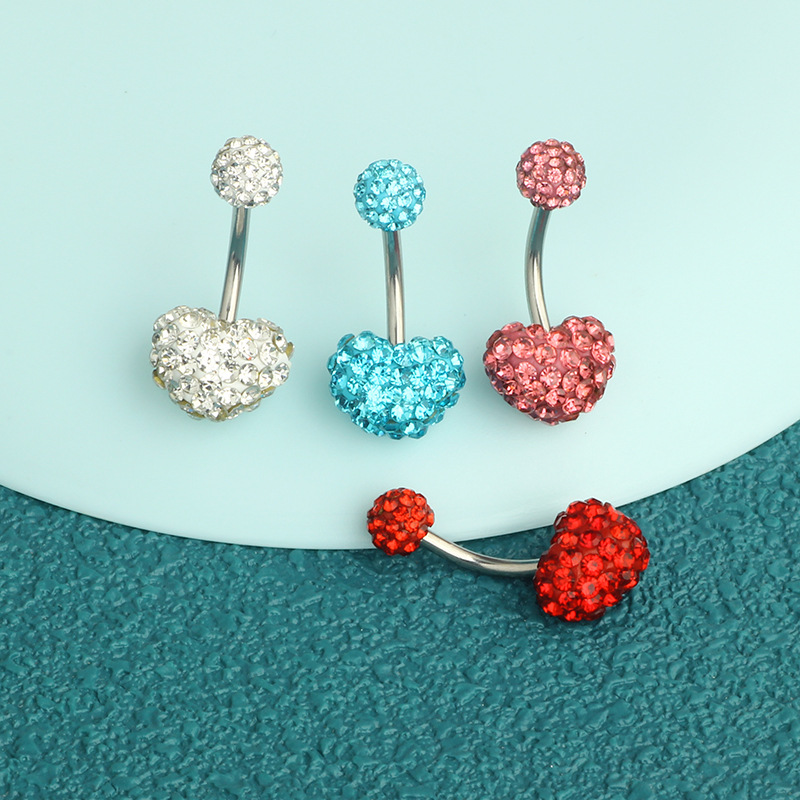 Shambhala Full Diamond Heart Belly Button Ring - 316L Surgical Steel Belly Piercing Jewelry for Women detail image 7