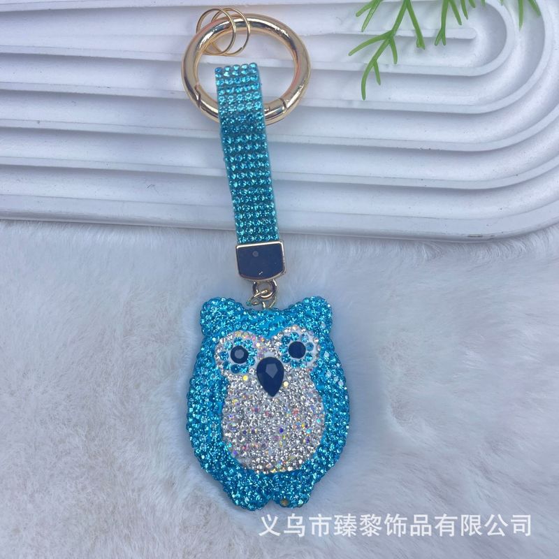 跨境热卖创意可爱猫头鹰钥匙扣时尚韩国绒烫钻钥匙链包挂现货|undefined
