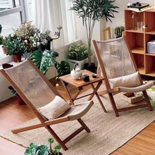 户外花园休闲躺椅阳台小桌椅北欧风庭院藤编一桌二椅露天懒人躺椅