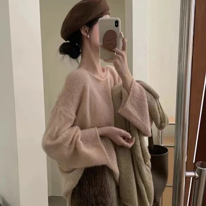 (2개) N F 한국 스타일 간단한 통근 니트 스웨터 새로운 마일라드웨어 가을 느슨한 게으른 니트 스웨터 여성용