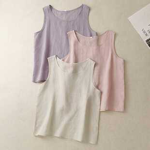 New Cotton and Linen Vest for Women, Breathable and Cool Summer Thin Inner Pullover Sleeveless Vest Vest Suspender Bottoming Shirt