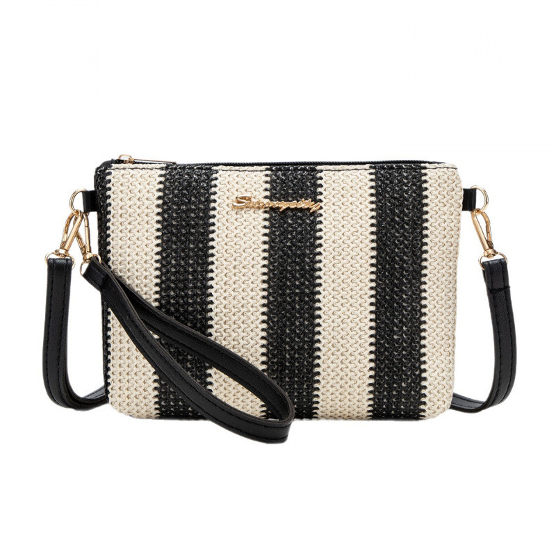 Bolso de verano para mujeres 2025, nuevo estilo de tela tejida bolso de paja de moda bolso de hombro con cámara bolso de mochila un cabello