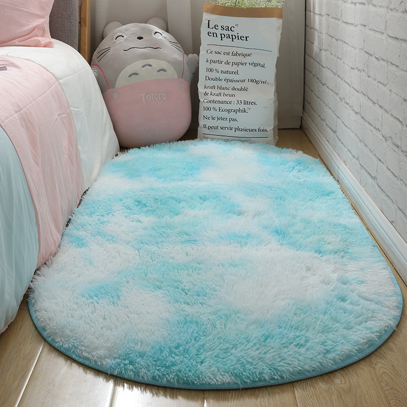 Luz de lujo dormitorio mantas de cama sala de estar oval simple estera de suelo vello largo teñido antideslizante balcón estera de ventana flotante paquete suave image 28