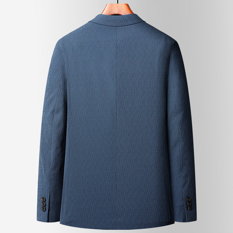 Áo vest nam mỏng mùa xuân thu dáng ôm, vải jacquard co giãn không cần ủi, phong cách Hàn Quốc — Màu xanh, Màu xám