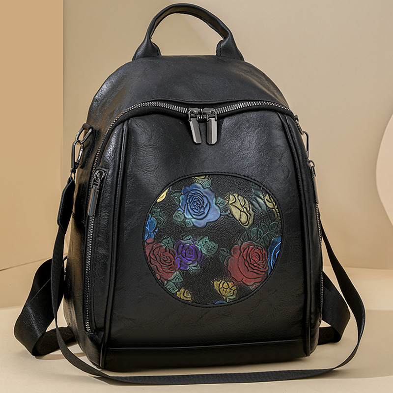 Mochila para mujer 2025 nuevo estilo coreano de cuero suave para mujer mochila de gran capacidad moda versátil bolsa de viaje de tres fines mochila escolar