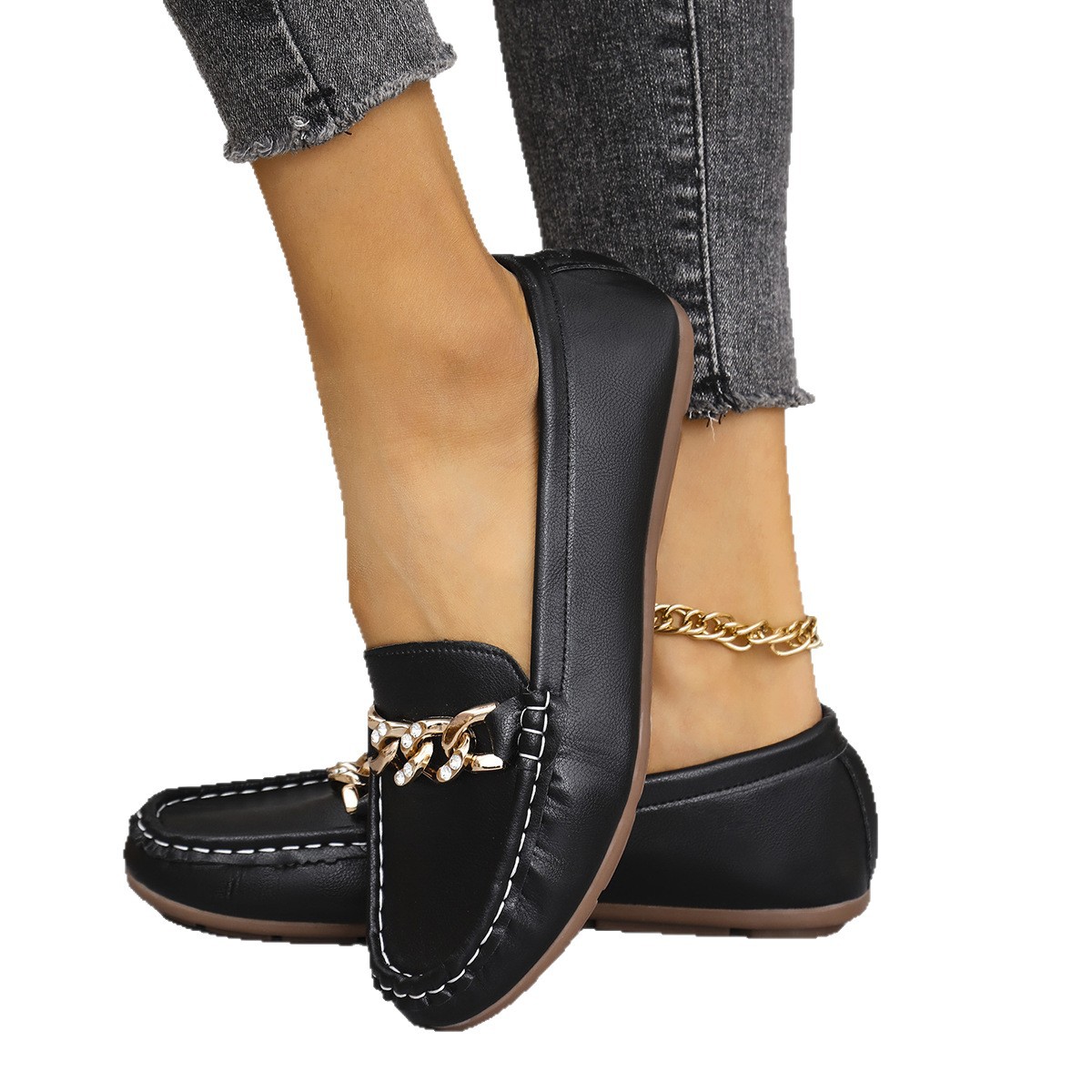 Mocasines Planos para Mujer de Cuero Artificial para Banquetes