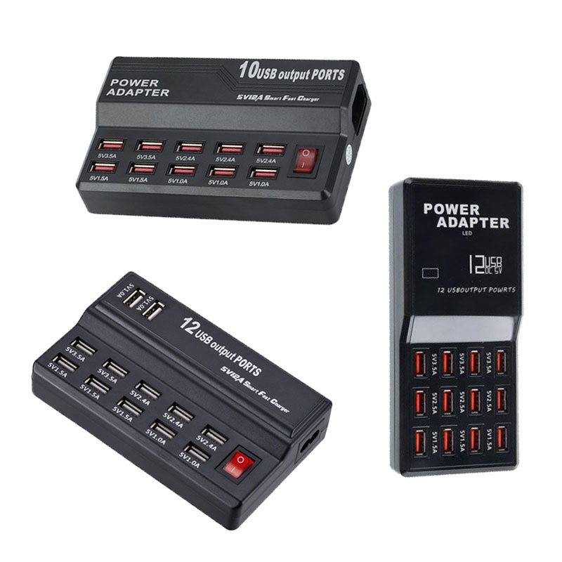 12-Port USB charger multi-port USB plug-in charger Smart USB fast charging mobile phone tablet 10-port charger