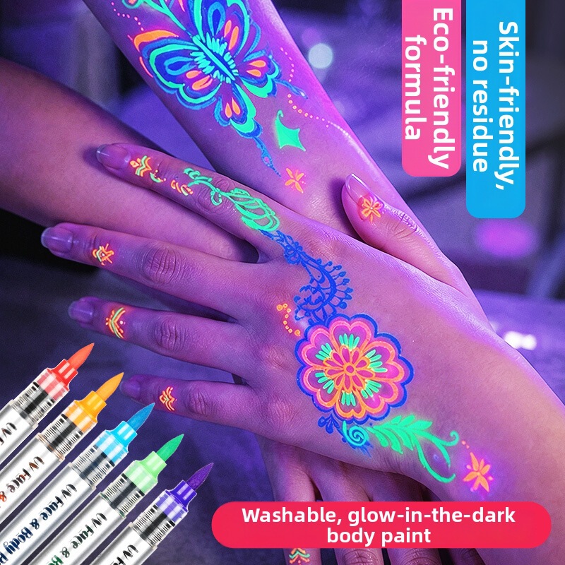 Cross-Border Luminous Body Painting Pen, Washable Facial Graffiti Makeup Pen, Erasable Festival Party Atmosphere Glow Pen Cross-Border Luminous Body Painting Pen, Washable Facial Graffiti Makeup Pen, Erasable Festival Party Atmosphere Glow Pen