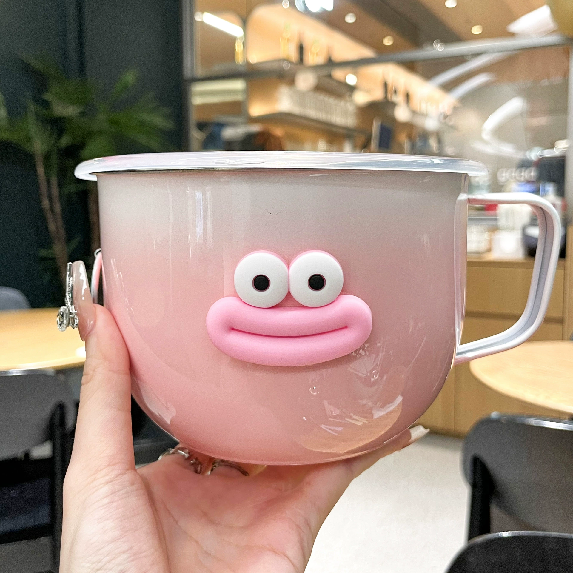 Выкопайте забавную миску с лапшой быстрого приготовления ~ 304 из нержавеющей стали с крышкой для рисовых пансионатов