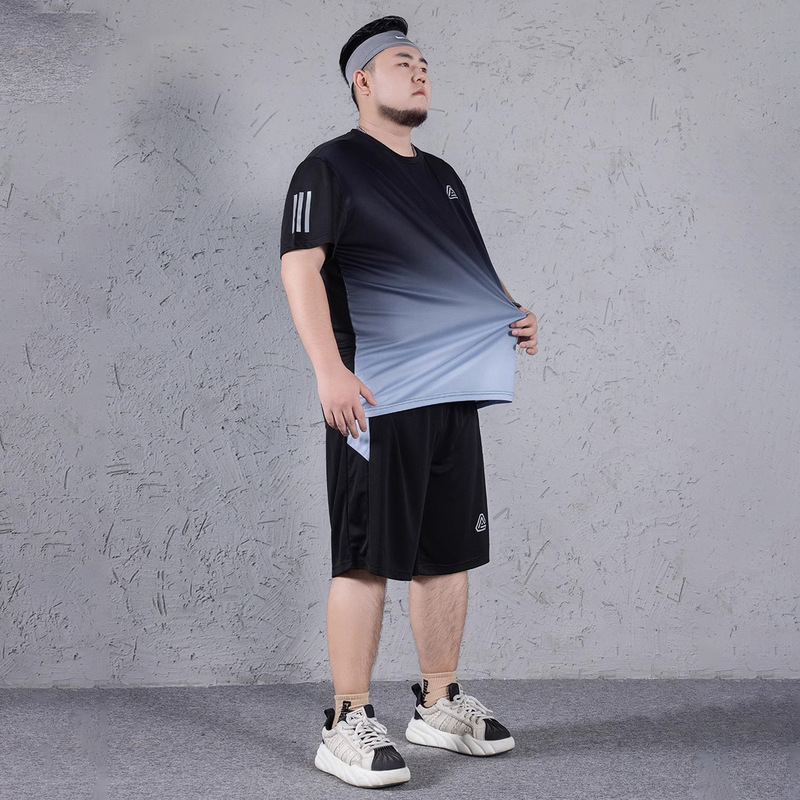 Summer Quick-drying Sports suit Men's Running Fitness Short-sleeved Shorts Fat Men's Loose Plus Size Plus Size Training Clothing Trendy Summer Quick-drying Sports suit Men's Running Fitness Short-sleeved Shorts Fat Men's Loose Plus Size Plus Size Training Clothing Trendy