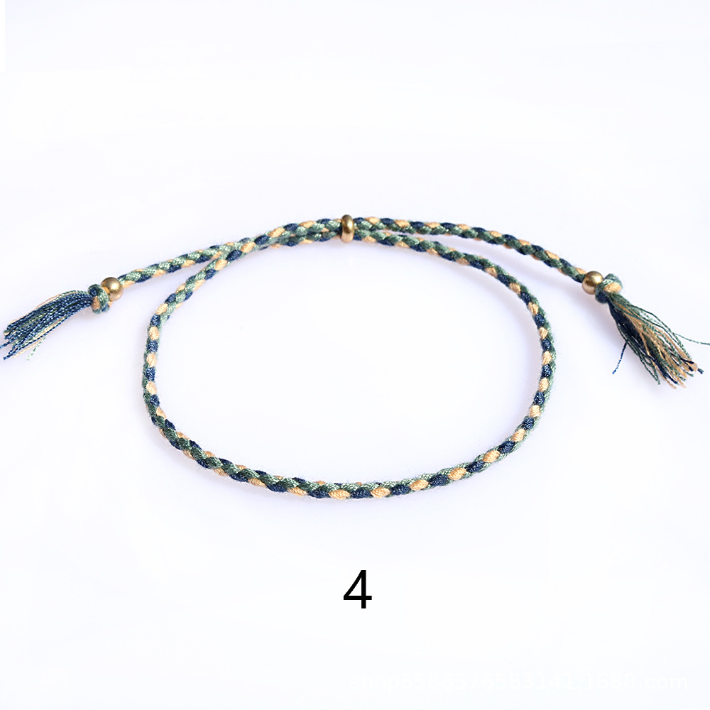 Amazon popular colorido cuerda de algodón amistad pulsera perlas de cobre borla pulsera tejida a mano ajustable hombres y mujeres pulsera