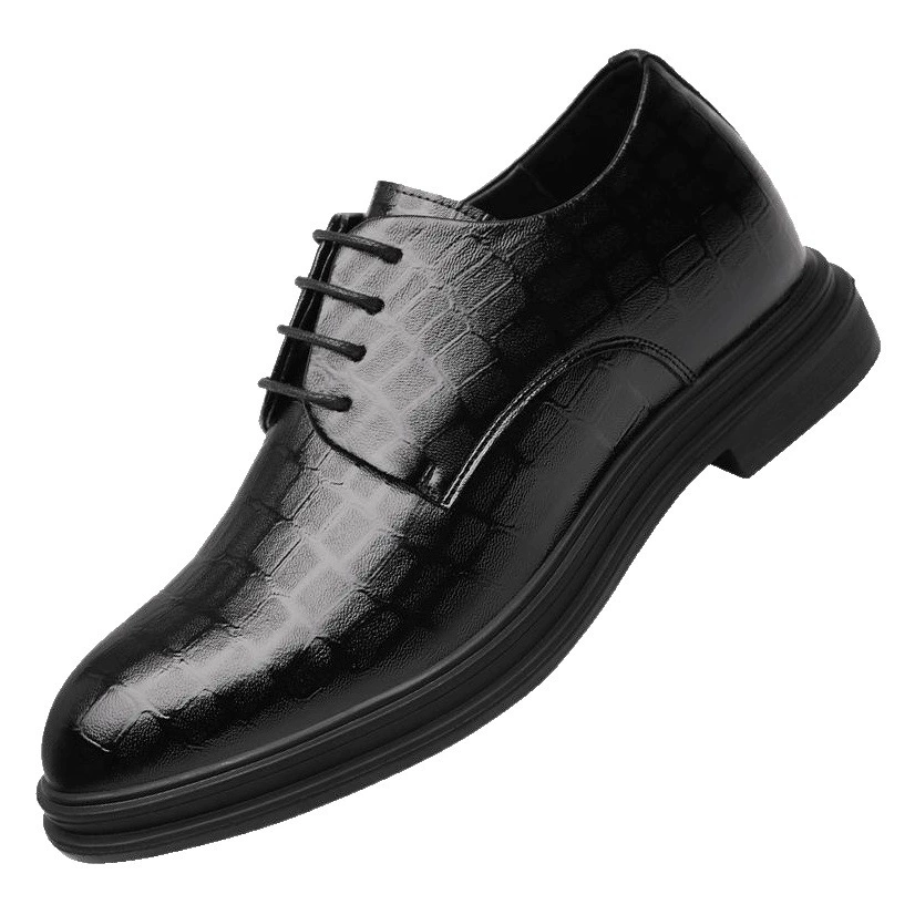 Новые весенние деловые кожаные туфли для мужчин, дышащая повседневная обувь из натуральной кожи с внутренней высотой 8 см, универсальная мужская обувь на мягкой подошве.