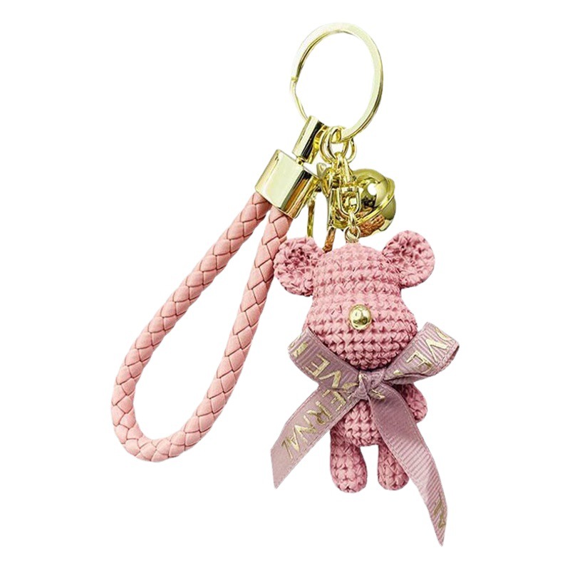 Nueva resina de lana oso llavero mujeres exquisito coche mochila colgante par moda bolsa colgante pequeño regalo