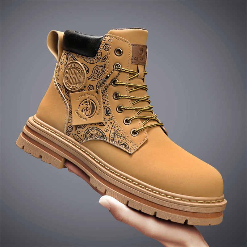 0212 men's three-color high-top Martin boots autumn and winter outdoor leisure work shoes vintage matte thick-soled yellow boots