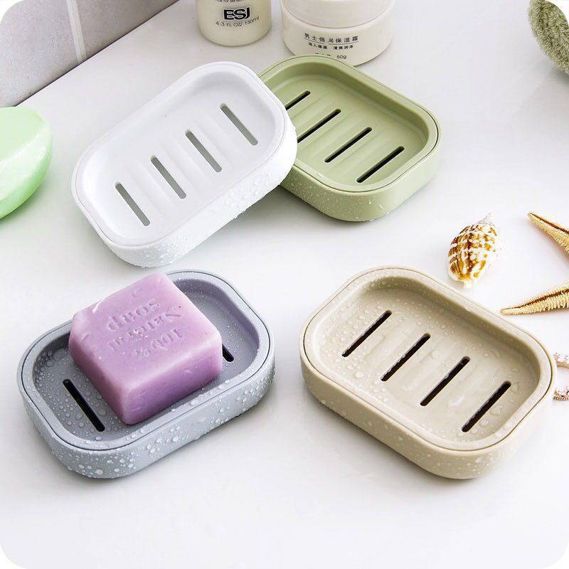 Creative New Square Plastic Soap Box Japanese Style Double Layer with Lid Soap Box Toilet Bathroom Drain Soap Box