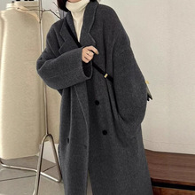 2025秋冬季新款感小个子赫本风灰色双面羊毛毛呢子大衣外套女