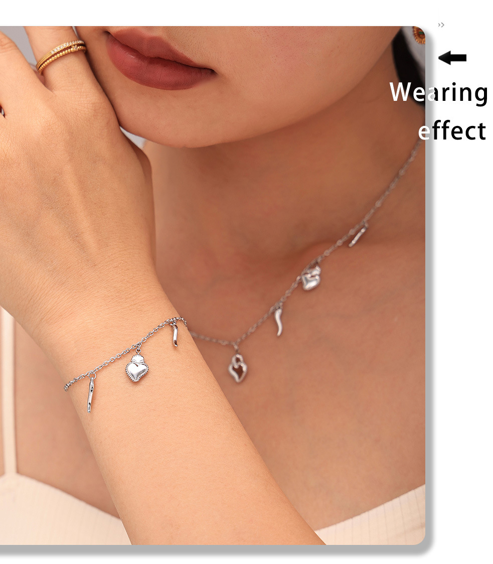 Square Sugar Stainless Steel Necklace And Bracelet Jewellery Set_voghion.com