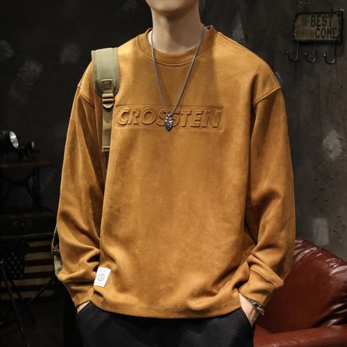 American Retro Heavyweight Thick Hooded Sweatshirt Men Autumn High Street Badass Instagram Men Loose Casual Crew Neck Top