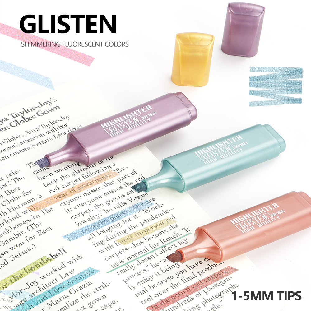 Flash metal puntero de resaltación estudiantes de aprendizaje clave marca de color puntero de resaltado biselado tiza flash