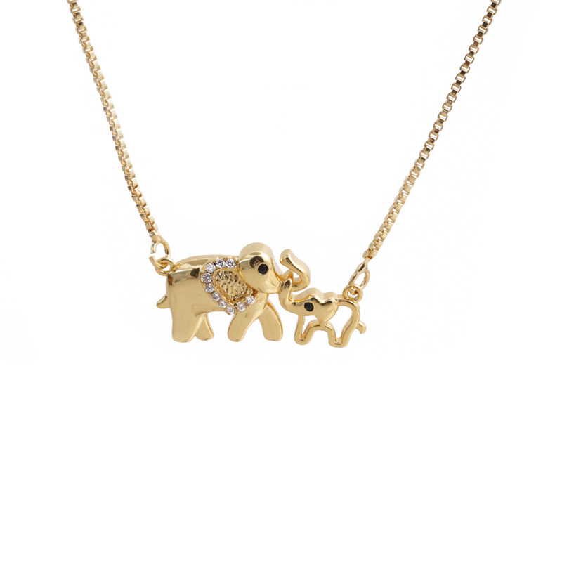 fashion simple heart zircon fist elephant pendant necklacepicture1